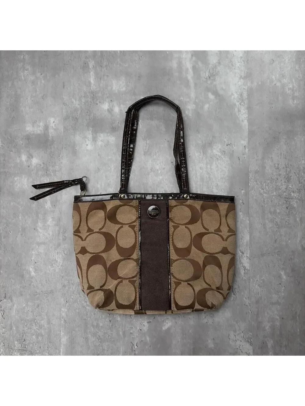 Y2K Brown Coach Monogram Distressed Poppy Shoulder Bag